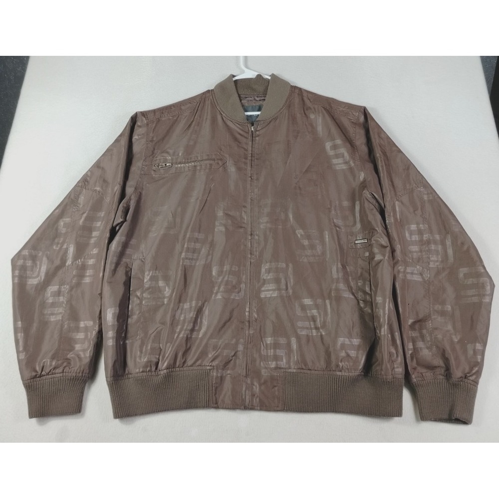 Sean John Jacket Mens 2XL Brown‎ Monogram Bomber Lightweight Hip Hop Designer